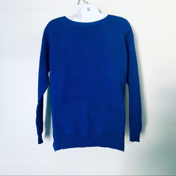 ModCloth 'Pointelle As Well' Women's XXS V Neck Sweater Blue Preppy Classic - Picture 4 of 9